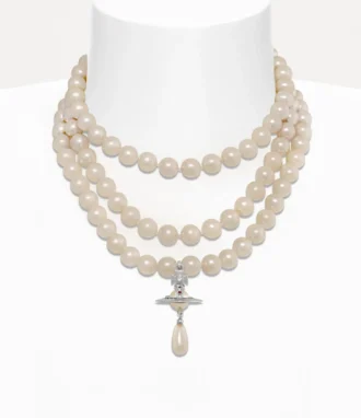 Three Row Pearl Drop Choker