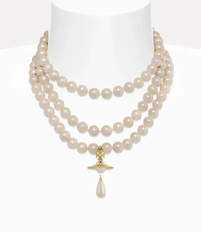 Three Row Pearl Drop Choker
